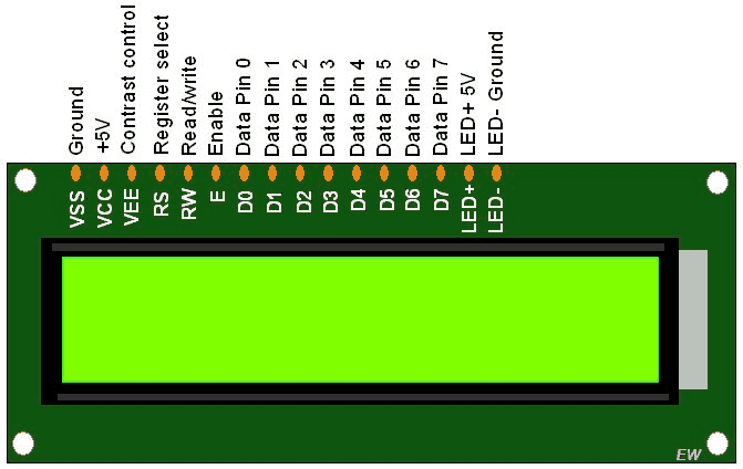 16x2 Lcd Display Module Pinout Features Description And Datasheet Lcd Anzeige 2698